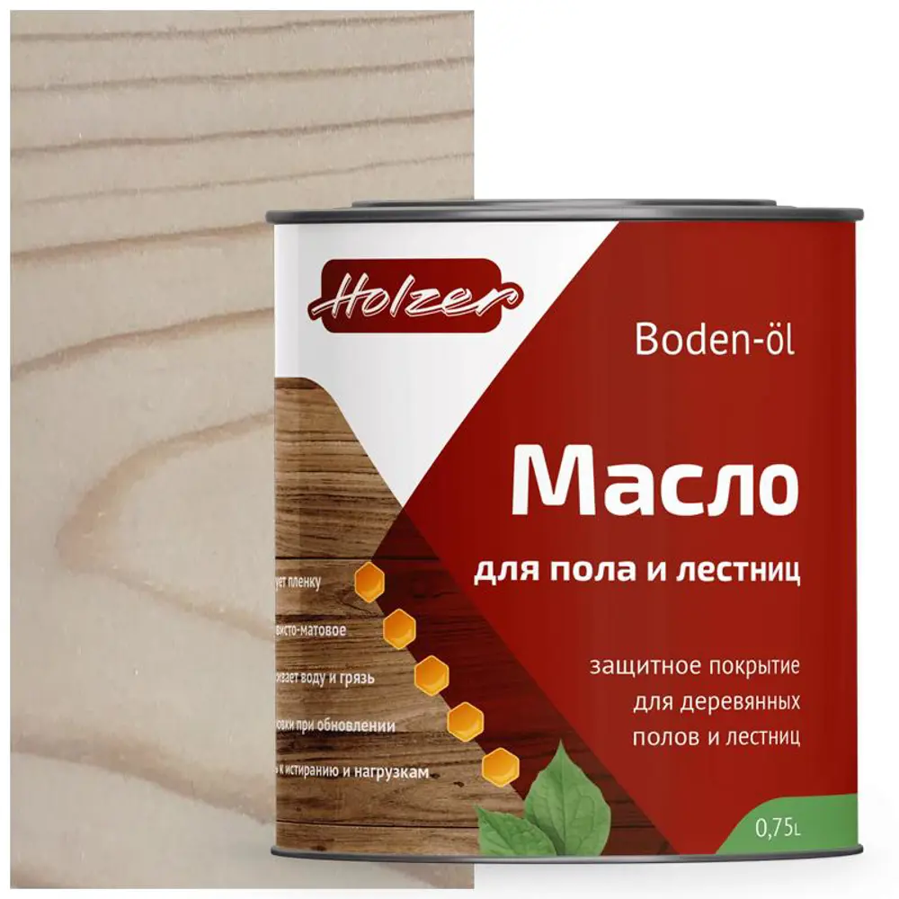 Фото 2 Масло для полов и лестниц HOLZER Mpol075BeliyTuman цвет белый матовый 0.75 л Фото 2 Масло для полов и лестниц HOLZER Mpol075BeliyTuman цвет белый матовый 0.75 л