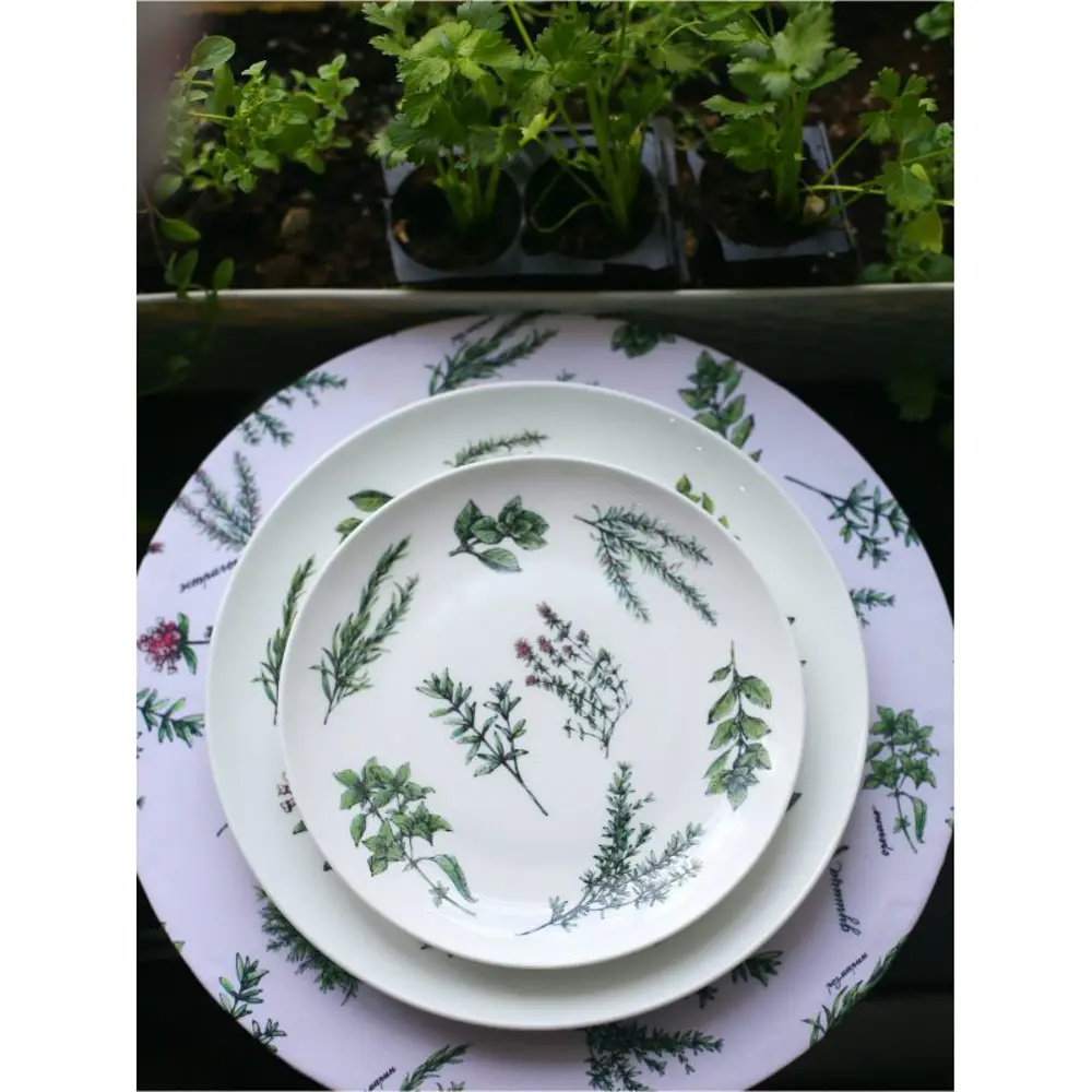 Фото 4 Тарелка Myatashop Пряные травы 26 см фарфор цет белый/зеленый Фото 4 Тарелка Myatashop Пряные травы 26 см фарфор цет белый/зеленый