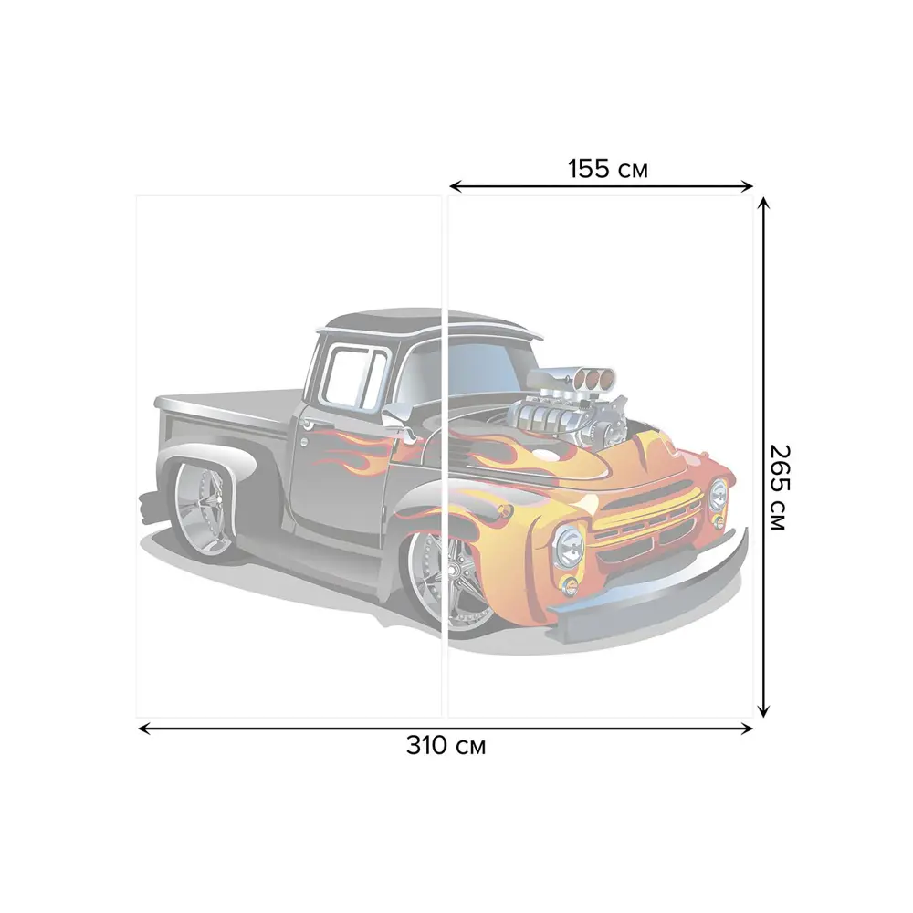 Фото 3 Тюль на шторной ленте Автомобильный зверь 310х265 см цвет оранжевый