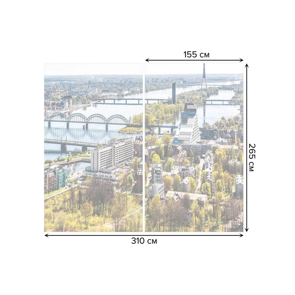 Фото 3 Тюль на шторной ленте Город на воде 310х265 см цвет зеленый Фото 3 Тюль на шторной ленте Город на воде 310х265 см цвет зеленый