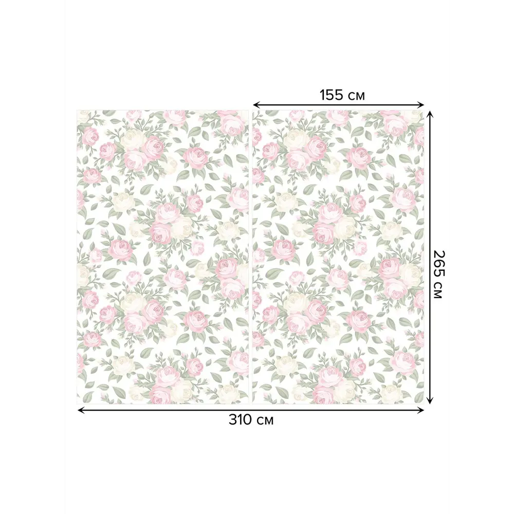 Фото 3 Тюль на шторной ленте Радостные цветы 310х265 см рисунок растительный цвет светло-розовый