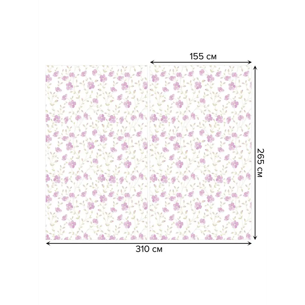Фото 3 Тюль на шторной ленте Цветочный узор 310х265 см рисунок растительный цвет фиолетовый