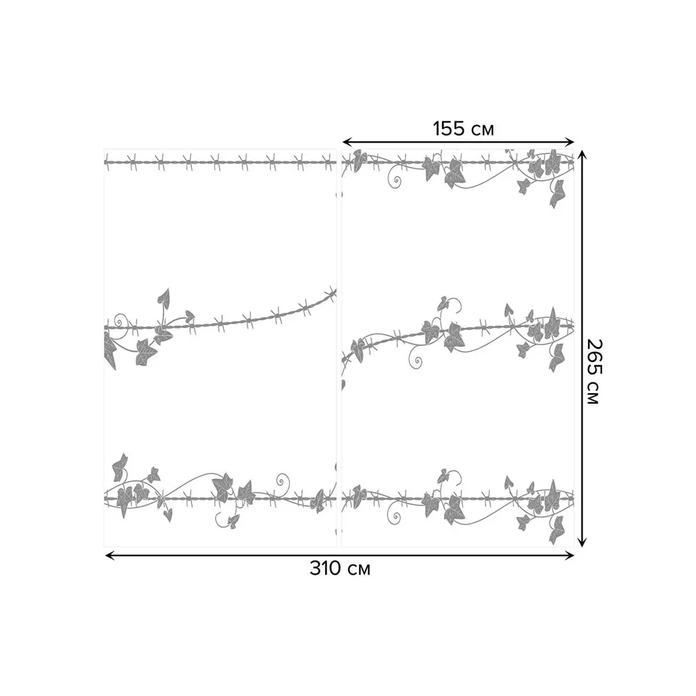 Фото 3 Тюль на шторной ленте JoyArty "Плющ на колючей проволоке" 310х265 см цвет черный
