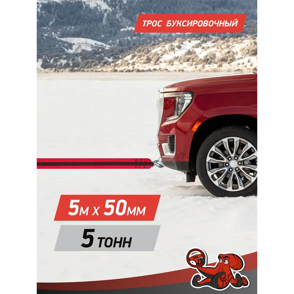 Фото 4 Трос буксировочный DSV R88105 5т 5 м лента с 2 крюками Фото 4 Трос буксировочный DSV R88105 5т 5 м лента с 2 крюками