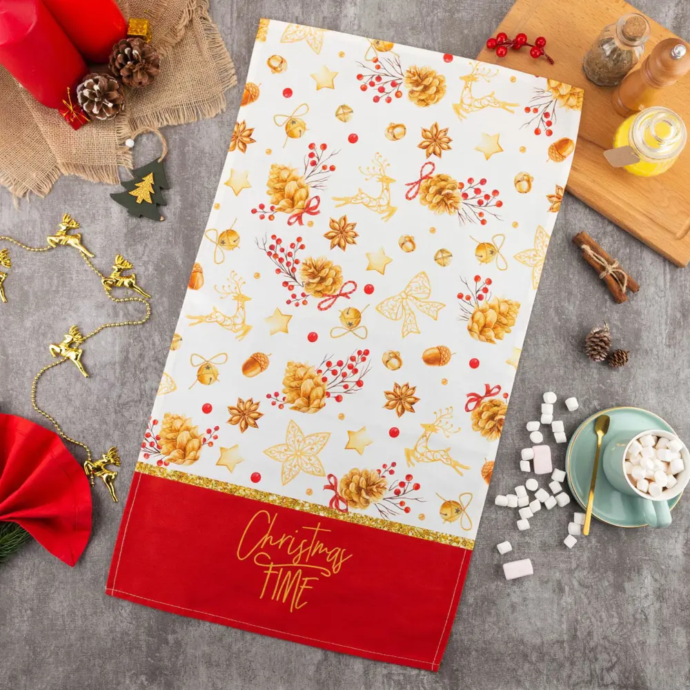 Фото Новогоднее полотенце Этель Golden Christmas 5135243 40x73 см Фото Новогоднее полотенце Этель Golden Christmas 5135243 40x73 см