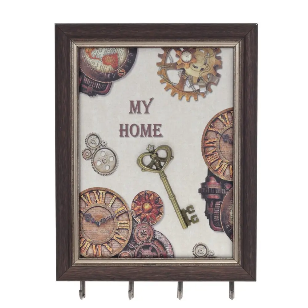 Фото Шкафчик для ключей 22x3x30 см 765105, дерево, металл, цвет коричневый Фото Шкафчик для ключей 22x3x30 см 765105, дерево, металл, цвет коричневый