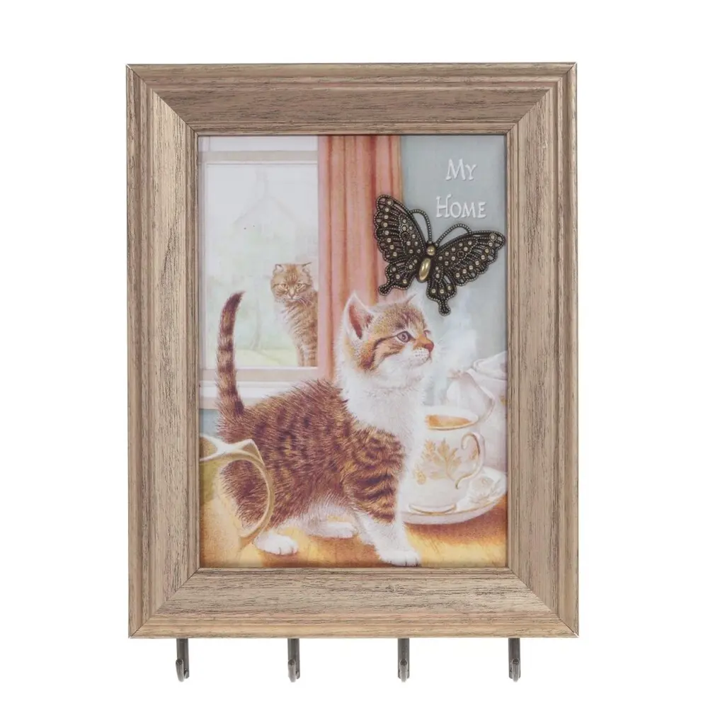 Фото Шкафчик для ключей 22x3x30 см 757978, дерево, металл, цвет бежевый