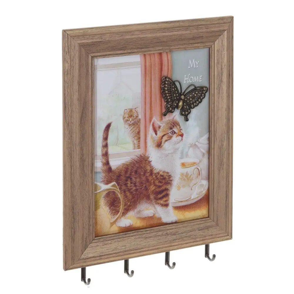 Фото 2 Шкафчик для ключей 22x3x30 см 757978, дерево, металл, цвет бежевый