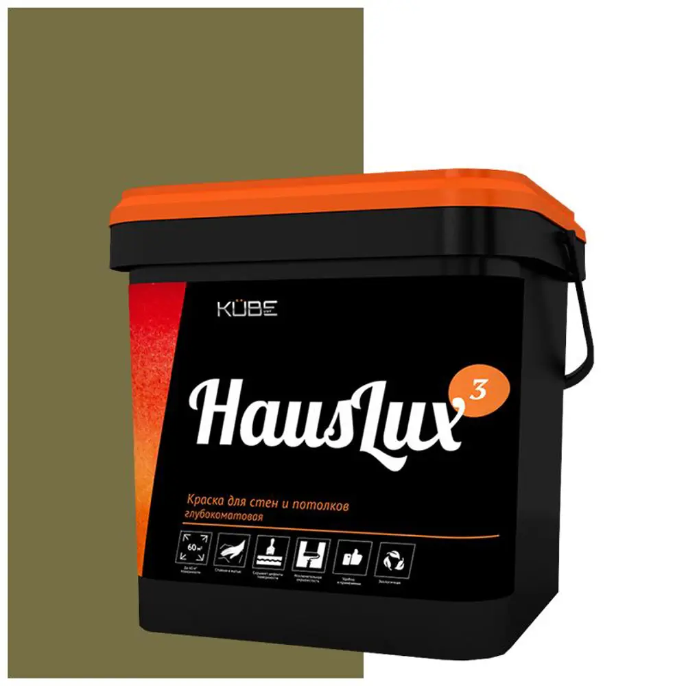 Фото Краска для стен и потолков HOLZER 10HausLux3Kube116 цвет зеленый хаки 10 л Фото Краска для стен и потолков HOLZER 10HausLux3Kube116 цвет зеленый хаки 10 л