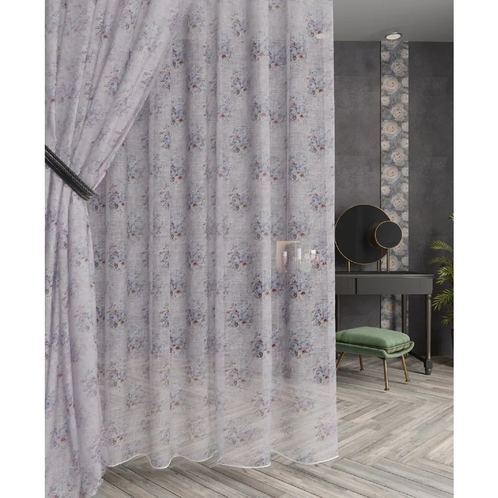 Фото 4 Тюль Магнолия YML1873 на шторной ленте 240x400 см, цвет серый Фото 4 Тюль Магнолия YML1873 на шторной ленте 240x400 см, цвет серый