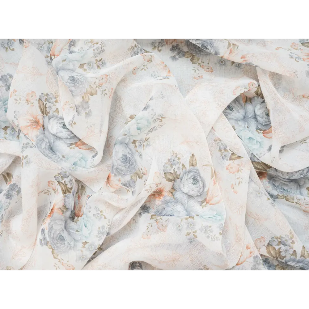 Фото 6 Тюль Магнолия YML1874 на шторной ленте 250x400 см, цвет серый