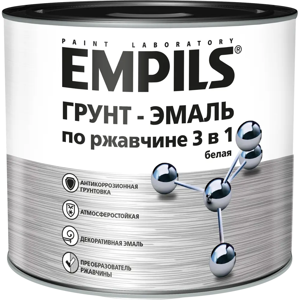 Фото 2 Грунт-эмаль по ржавчине 3 в 1 Empils PL гладкая цвет белый 2.7 кг Фото 2 Грунт-эмаль по ржавчине 3 в 1 Empils PL гладкая цвет белый 2.7 кг