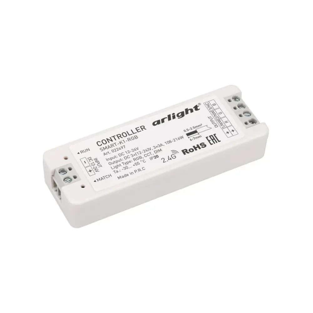 Фото Контроллер Arlight SMART-K1-RGB 12-24V 3x3A 2.4G 022497 Фото Контроллер Arlight SMART-K1-RGB 12-24V 3x3A 2.4G 022497