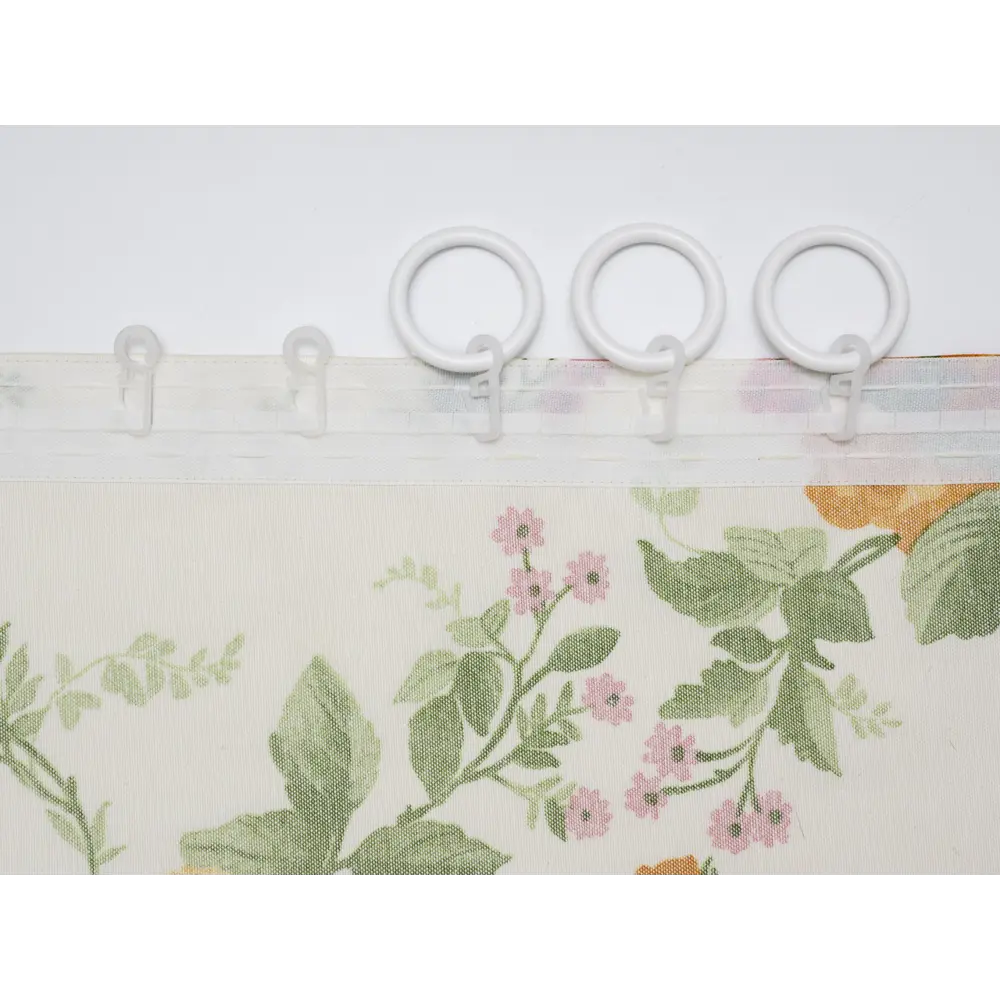 Фото 3 Штора на шторной ленте с печатным рисунком цветы 200x260 см цвет желтый