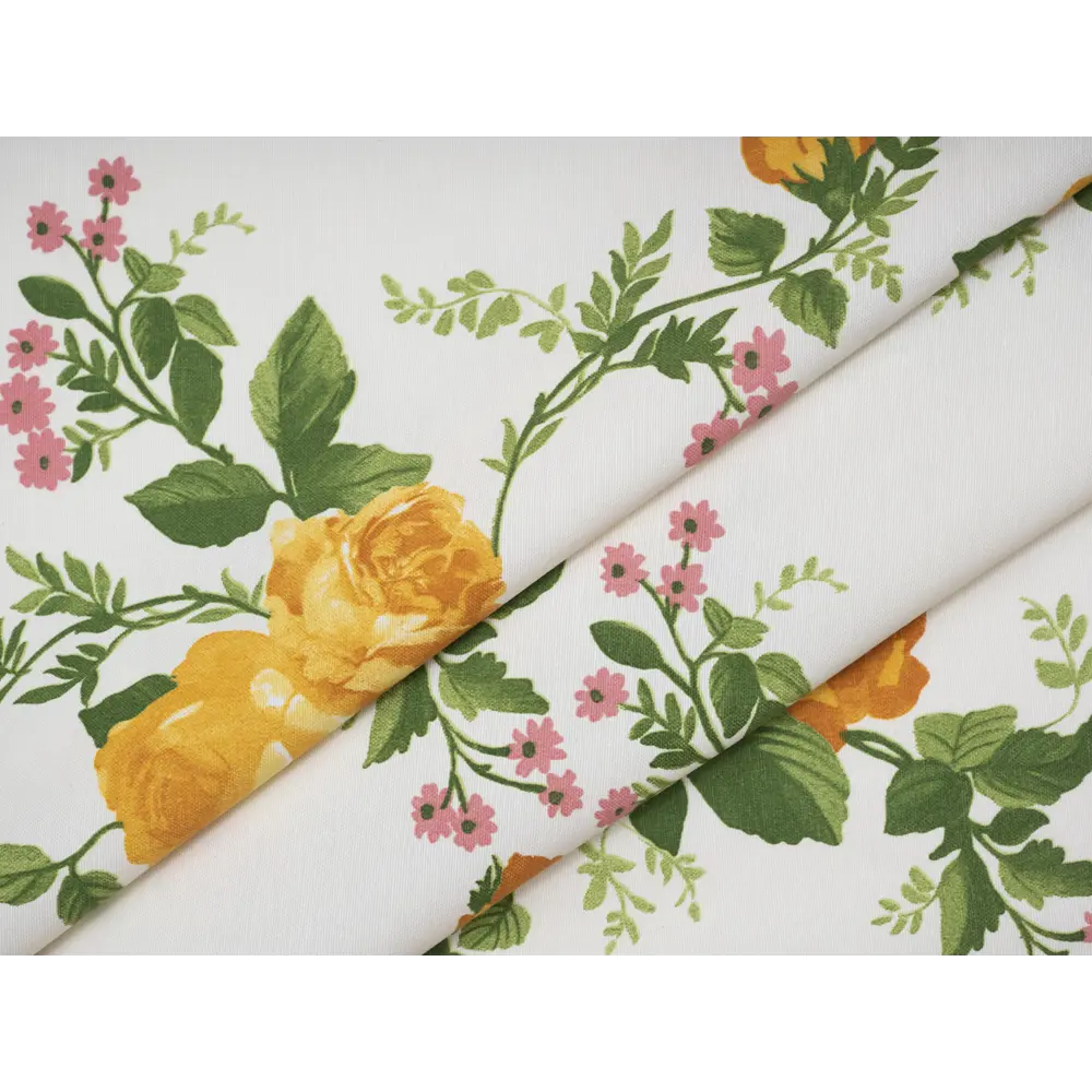 Фото 2 Штора на шторной ленте с печатным рисунком цветы 170x260 см цвет желтый
