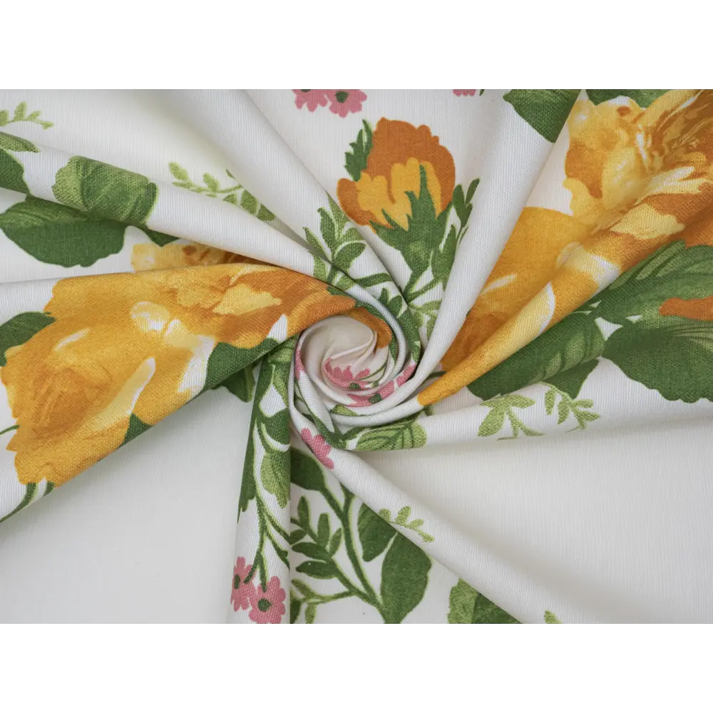 Фото 4 Штора на шторной ленте с печатным рисунком цветы 170x260 см цвет желтый