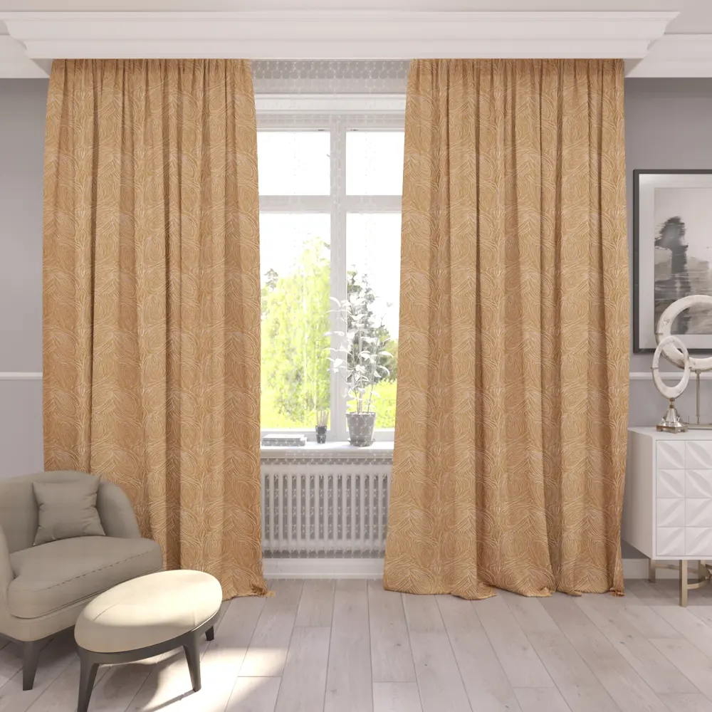 Фото Штора на шторной ленте Марсель 170x270 см цвет золотистый Фото Штора на шторной ленте Марсель 170x270 см цвет золотистый