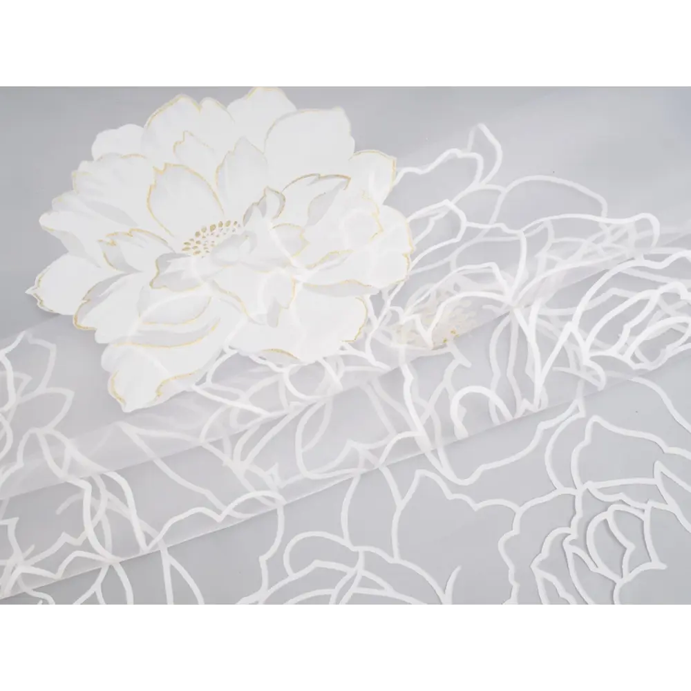 Фото 4 Тюль на шторной ленте Роза 3Д 300x250 см цвет белый Фото 4 Тюль на шторной ленте Роза 3Д 300x250 см цвет белый