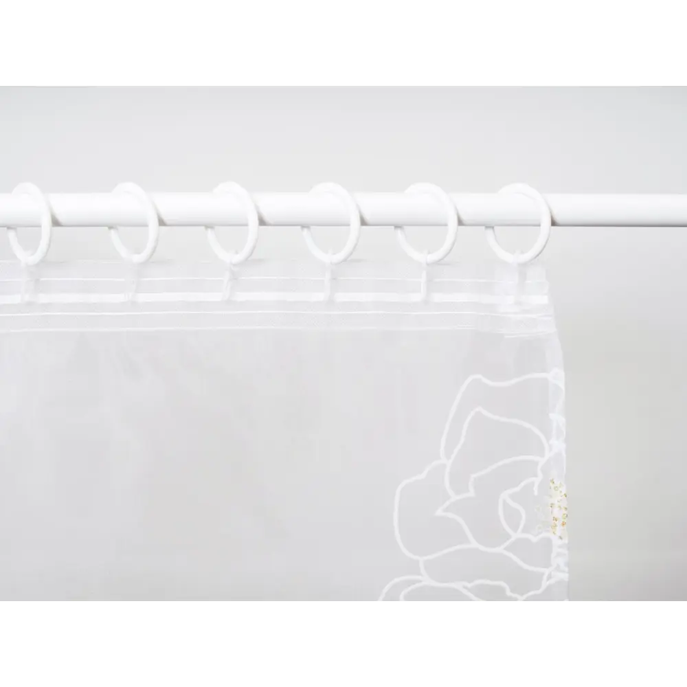 Фото 10 Тюль на шторной ленте Роза 3Д 300x250 см цвет белый Фото 10 Тюль на шторной ленте Роза 3Д 300x250 см цвет белый