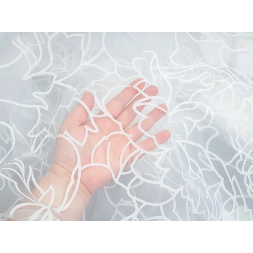 Фото 13 Тюль на шторной ленте Роза 3Д 300x270 см цвет белый Фото 13 Тюль на шторной ленте Роза 3Д 300x270 см цвет белый