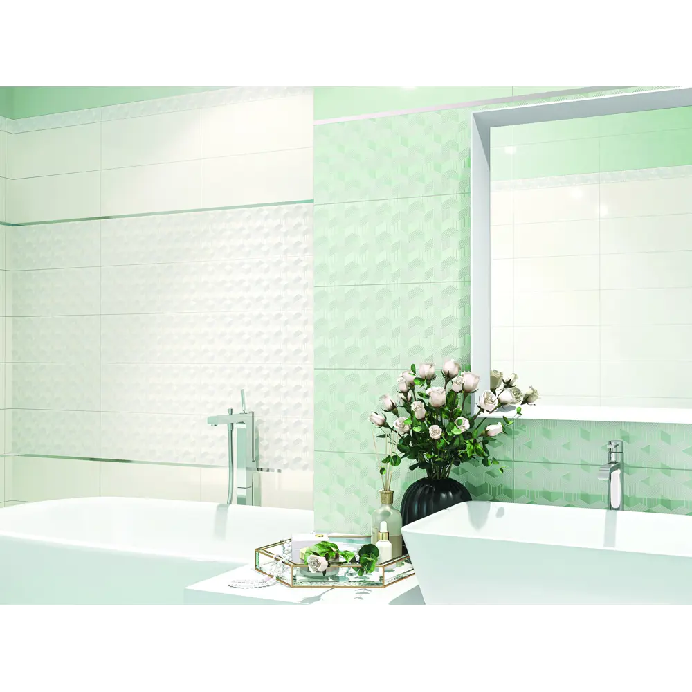 Фото Бордюр настенный Azori Lounge Light Geometria 50.5x6.2 см цвет белый Фото Бордюр настенный Azori Lounge Light Geometria 50.5x6.2 см цвет белый