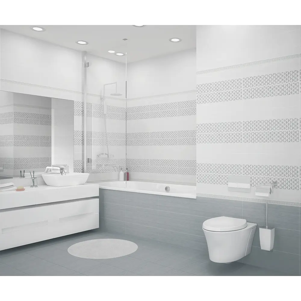 Фото 2 Декор настенный Azori Riviera Dew 20.1x50.5 см матовый 1.3 м² цвет серый Фото 2 Декор настенный Azori Riviera Dew 20.1x50.5 см матовый 1.3 м² цвет серый