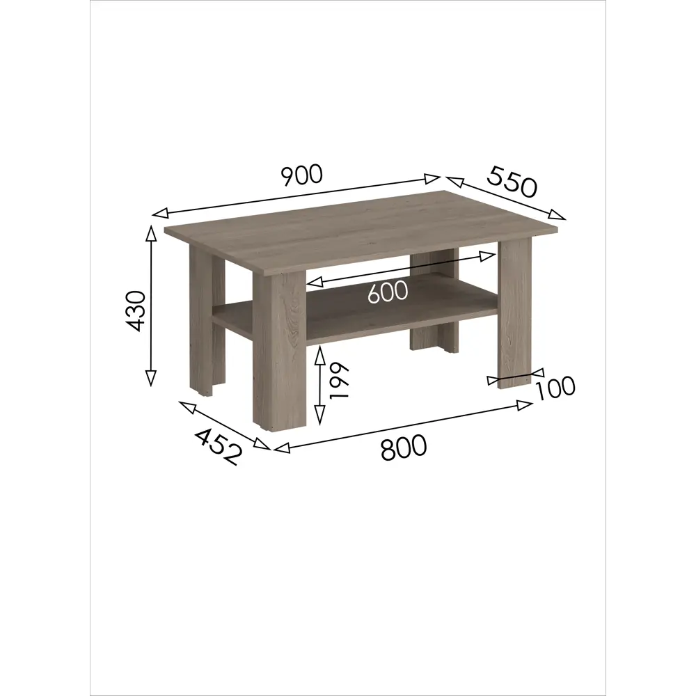 Фото 2 Стол журнальный прямоугольный Мебельная фабрика 1+1 90х55х43.4 см цвет трюфель Фото 2 Стол журнальный прямоугольный Мебельная фабрика 1+1 90х55х43.4 см цвет трюфель