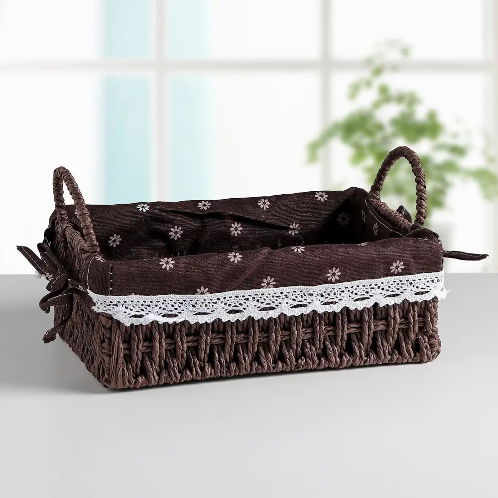 Фото Корзина Доляна 17x9x25 см бумага цвет коричневый Фото Корзина Доляна 17x9x25 см бумага цвет коричневый