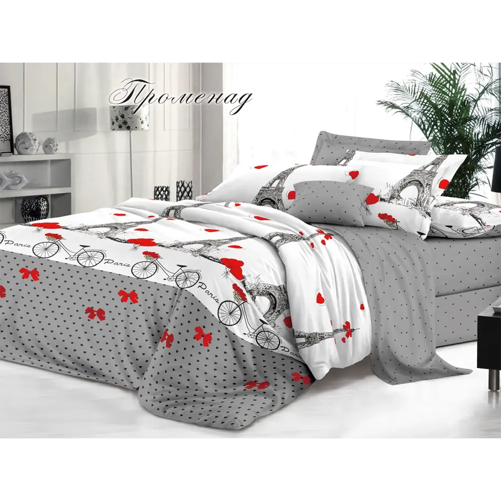 Фото Комплект постельного белья Эльф Bella Vita Premium 1178 Променад, евро, хлопок, разноцветный