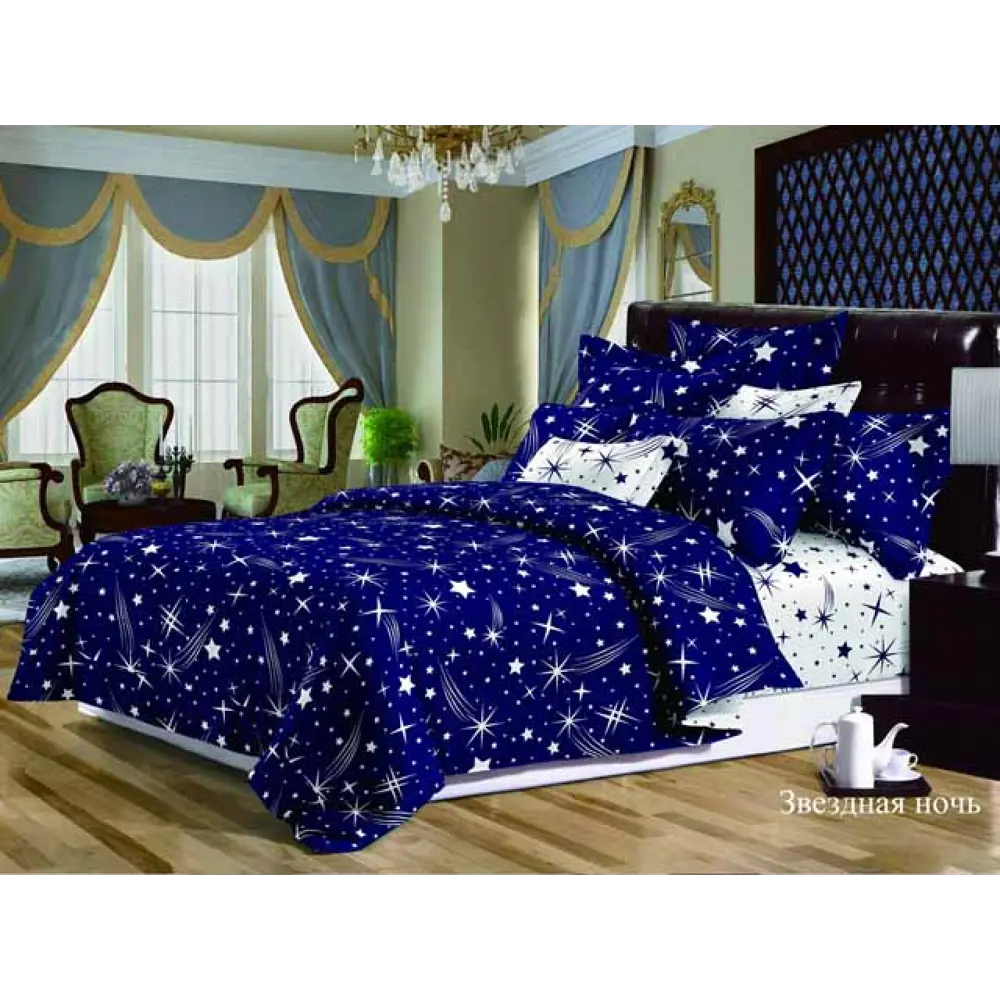 Фото Комплект постельного белья Эльф Bella Vita Premium 1179 Звездная ночь, семейный, хлопок, разноцветный Фото Комплект постельного белья Эльф Bella Vita Premium 1179 Звездная ночь, семейный, хлопок, разноцветный