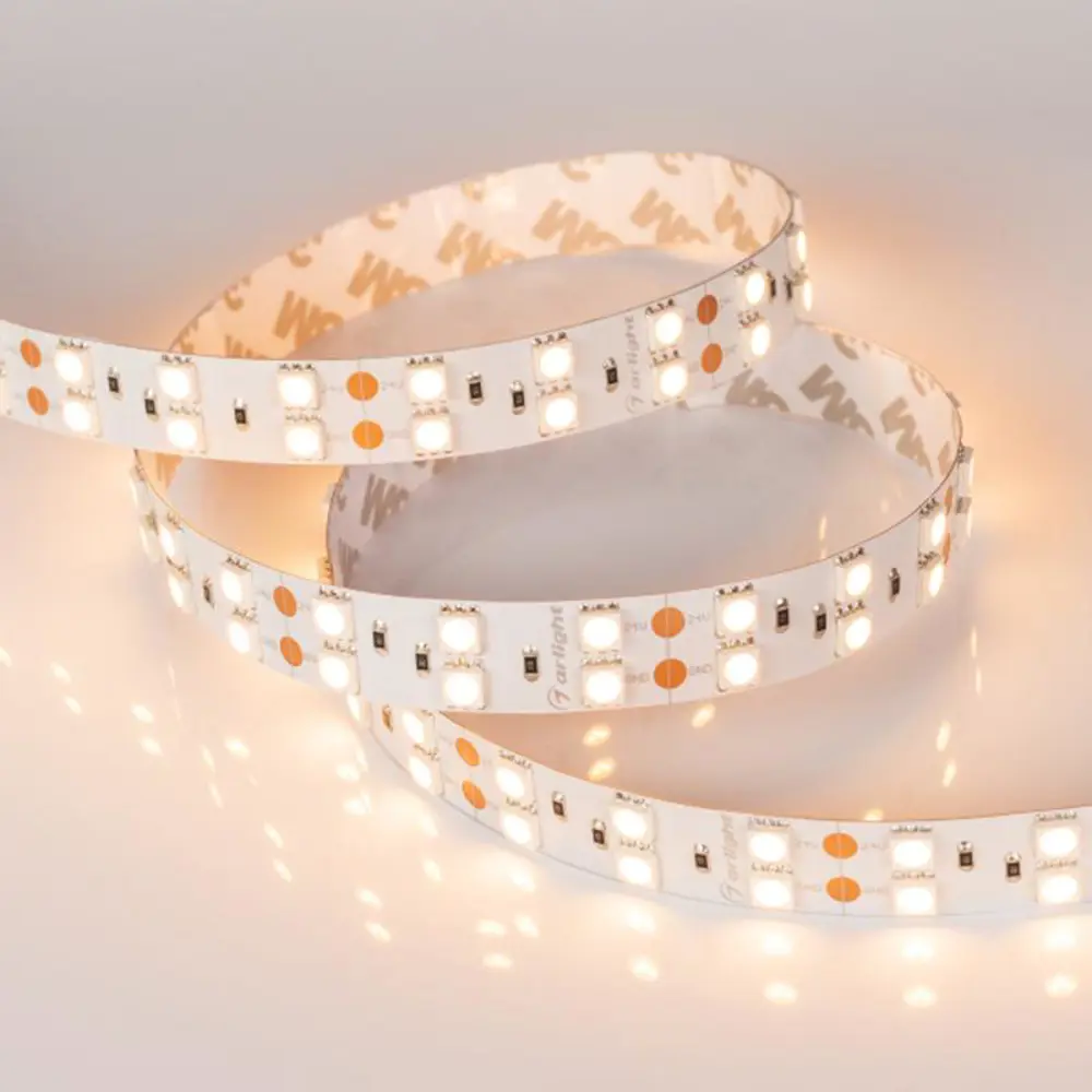 Фото 2 Светодиодная лента Arlight 011259 2 SMD 5060 120 диод/24 Вт/м 24 В IP20 5 м теплый белый свет Фото 2 Светодиодная лента Arlight 011259 2 SMD 5060 120 диод/24 Вт/м 24 В IP20 5 м теплый белый свет