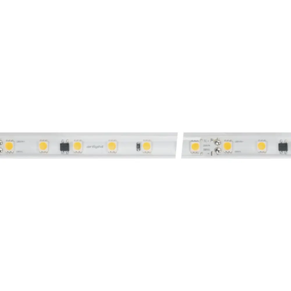 Фото 2 Светодиодная лента ARLIGHT 027058(2) SMD 5060 54 диод/8 Вт/м 230 В IP65 500 м теплый белый свет Фото 2 Светодиодная лента ARLIGHT 027058(2) SMD 5060 54 диод/8 Вт/м 230 В IP65 500 м теплый белый свет