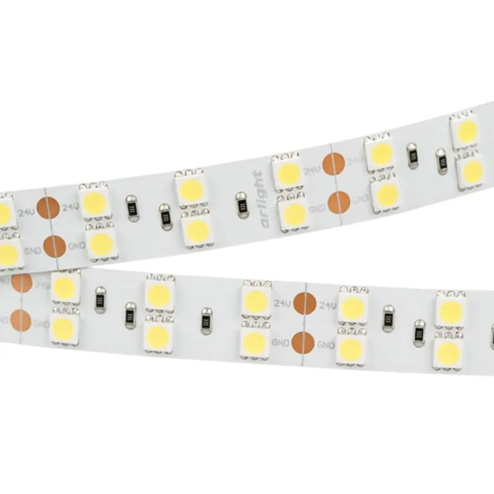 Фото Светодиодная лента Arlight 011256 2 SMD 5060 120 диод/24 Вт/м 24 В IP20 5 м холодный белый свет Фото Светодиодная лента Arlight 011256 2 SMD 5060 120 диод/24 Вт/м 24 В IP20 5 м холодный белый свет