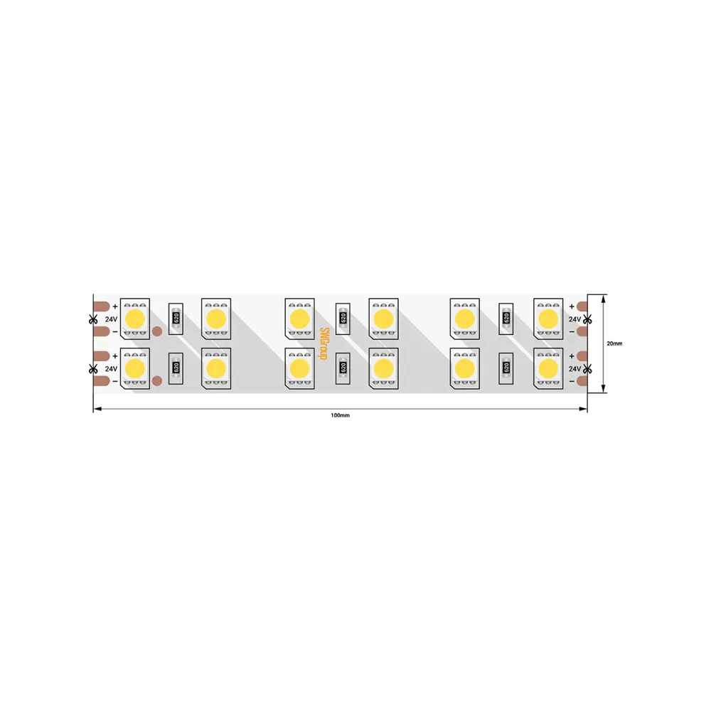 Фото 6 Светодиодная лента SWG SWG5120-24-28.8-WW-M 120 диод/28.8 Вт/м 24 В IP20 5 м теплый белый свет Фото 6 Светодиодная лента SWG SWG5120-24-28.8-WW-M 120 диод/28.8 Вт/м 24 В IP20 5 м теплый белый свет