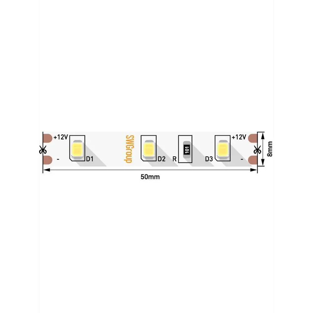 Фото 8 Светодиодная лента SWG SWG260-12-6.3-W-M 60 диод/6.3 Вт/м 12 В IP20 5 м холодный белый свет Фото 8 Светодиодная лента SWG SWG260-12-6.3-W-M 60 диод/6.3 Вт/м 12 В IP20 5 м холодный белый свет