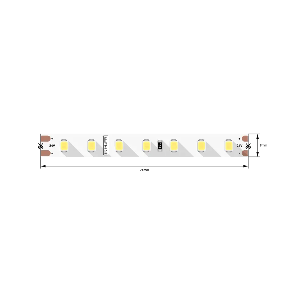Фото 6 Светодиодная лента DESIGNLED DSG298-24-WW-33 98диод/10 Вт/м 24 В IP33 5 м теплый белый свет Фото 6 Светодиодная лента DESIGNLED DSG298-24-WW-33 98диод/10 Вт/м 24 В IP33 5 м теплый белый свет