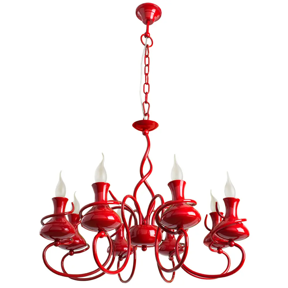 Фото Люстра потолочная ARTE LAMP A6819LM-8RD A6819LM-8RD 8 ламп 12 м² цвет красный Фото Люстра потолочная ARTE LAMP A6819LM-8RD A6819LM-8RD 8 ламп 12 м² цвет красный