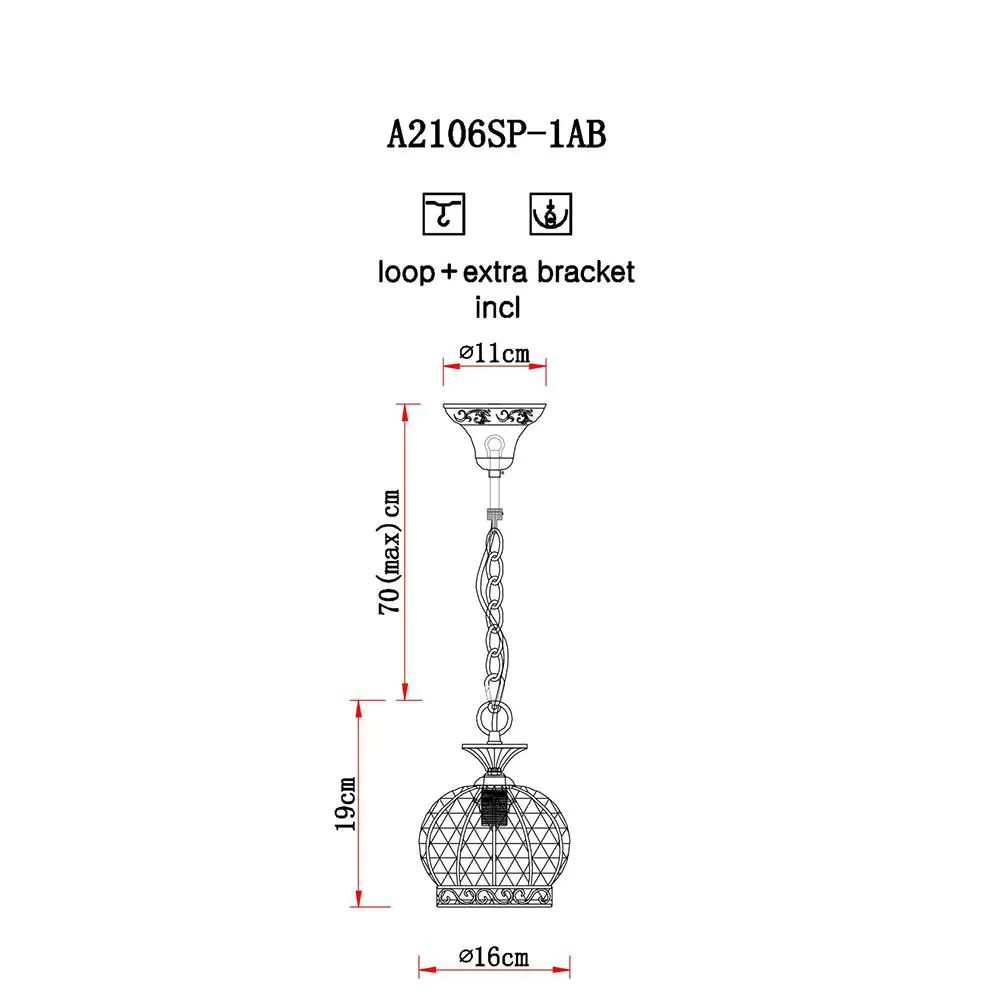 Фото 4 Люстра потолочная ARTE LAMP A2106SP-1AB A2106SP-1AB 1 лампа 2 м² цвет бронза Фото 4 Люстра потолочная ARTE LAMP A2106SP-1AB A2106SP-1AB 1 лампа 2 м² цвет бронза