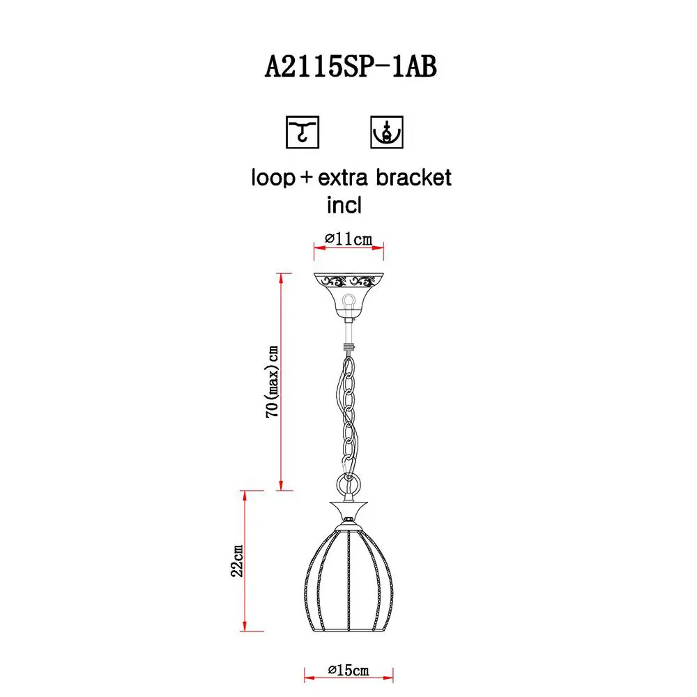 Фото 4 Люстра потолочная ARTE LAMP A2115SP-1AB A2115SP-1AB 1 лампа 2 м² цвет бронза Фото 4 Люстра потолочная ARTE LAMP A2115SP-1AB A2115SP-1AB 1 лампа 2 м² цвет бронза