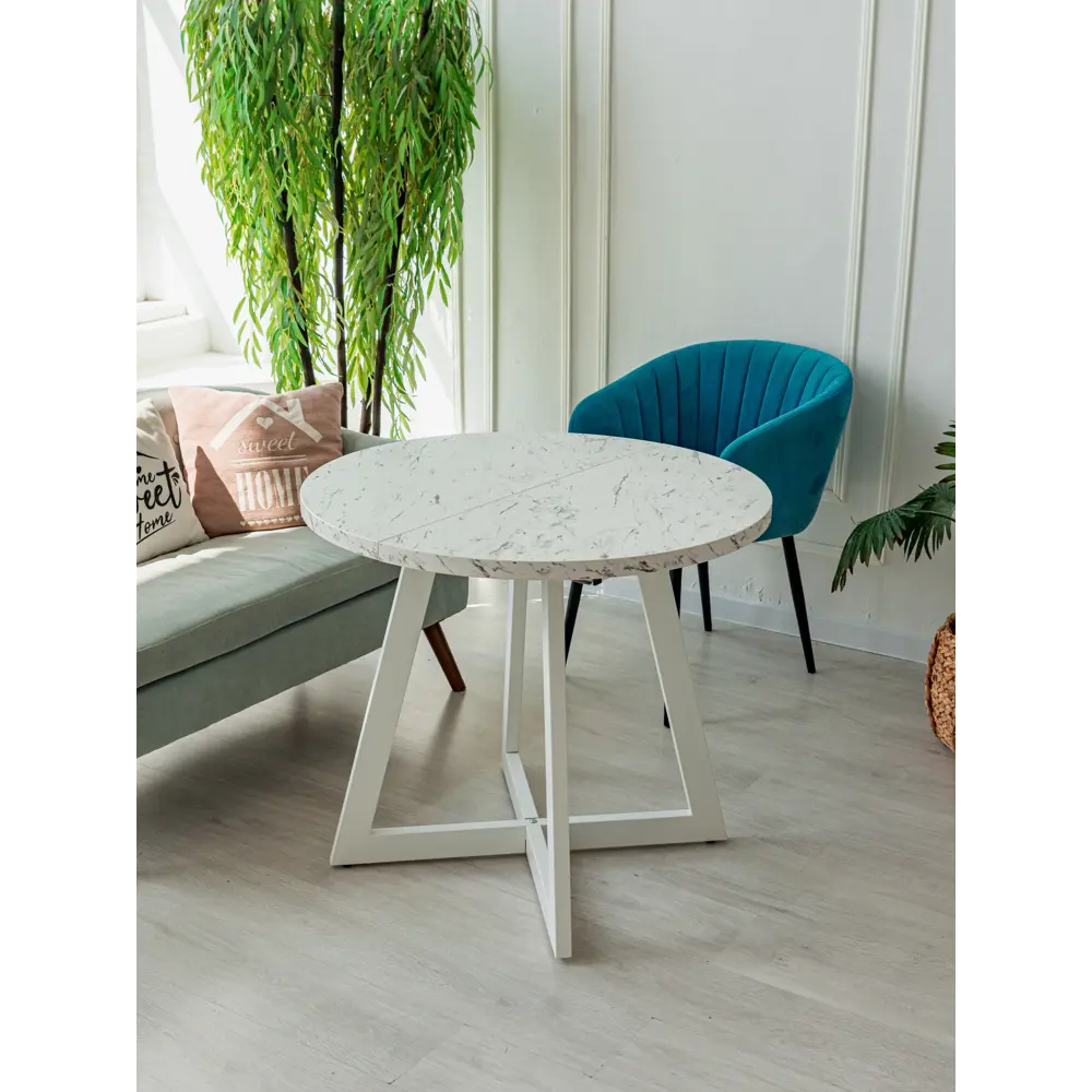 Фото 8 Кухонный стол Card&loft Sto-205-05-04-mrakarbel круг 85x75 см ЛДСП цвет белый Фото 8 Кухонный стол Card&loft Sto-205-05-04-mrakarbel круг 85x75 см ЛДСП цвет белый