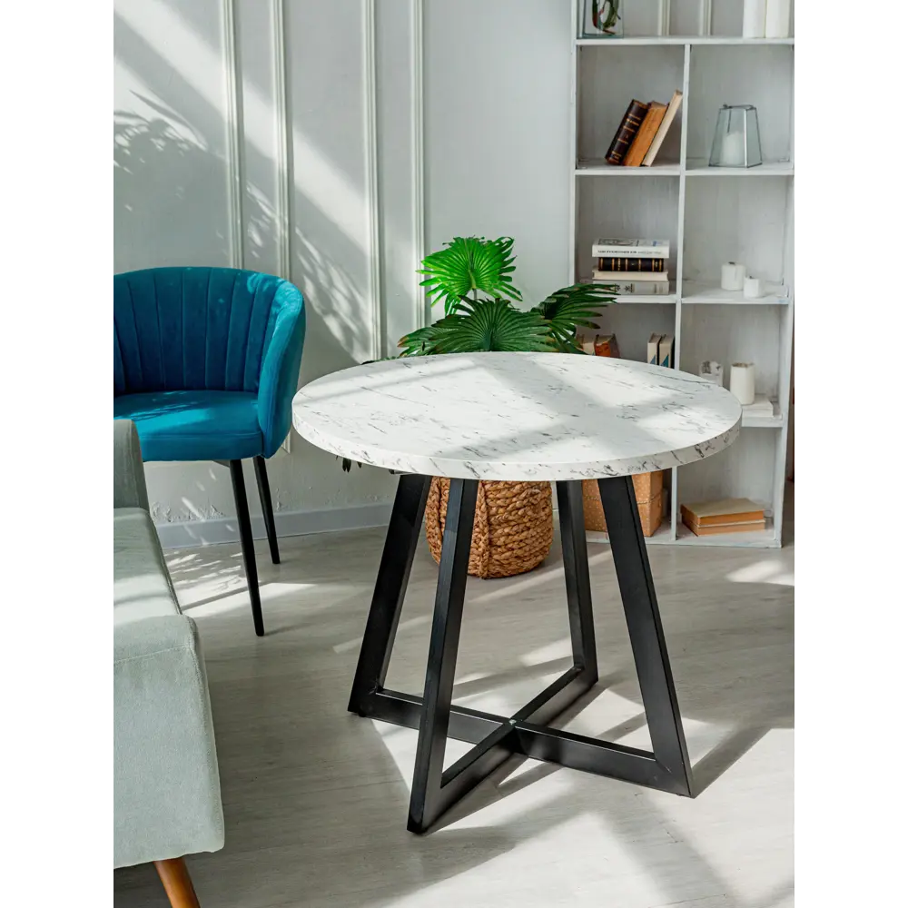 Фото 2 Кухонный стол Card&loft Sto-207-01-04-mrakarbel круг 85x75 см ЛДСП цвет белый Фото 2 Кухонный стол Card&loft Sto-207-01-04-mrakarbel круг 85x75 см ЛДСП цвет белый