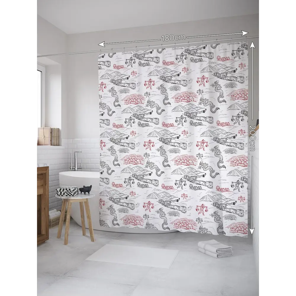 Фото 2 Шторка для ванной комнаты JoyArty sc_33012 200x180см цвет серый серебристый