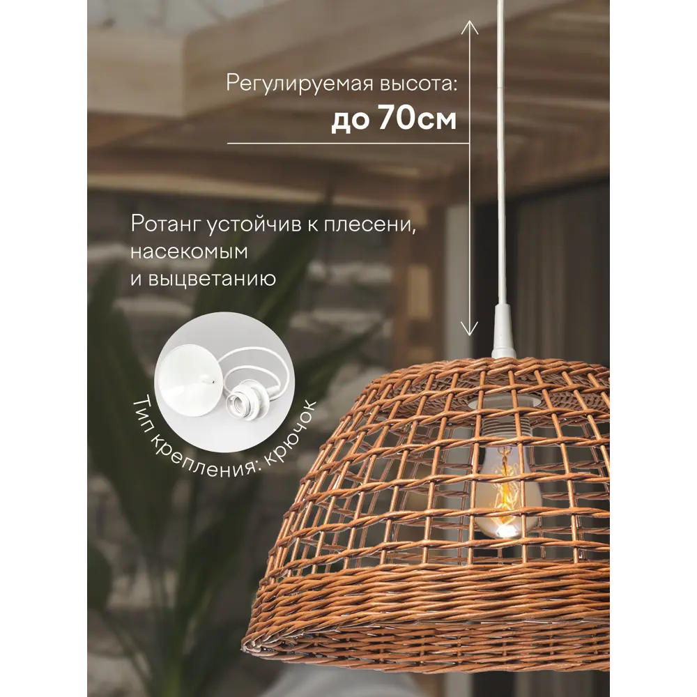 Фото 2 Светильник подвесной Селена RG202 RG_202-1/400__(2) 1 лампа 4 м² цвет красновато-коричневый Фото 2 Светильник подвесной Селена RG202 RG_202-1/400__(2) 1 лампа 4 м² цвет красновато-коричневый