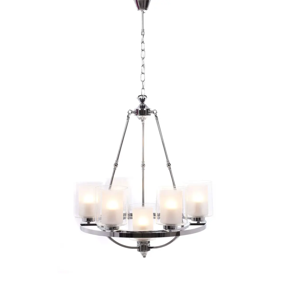 Фото Люстра подвесная LUMINA DECO Santini LDP 1220-7 CHR+WT 7 ламп 21 м² цвет хром Фото Люстра подвесная LUMINA DECO Santini LDP 1220-7 CHR+WT 7 ламп 21 м² цвет хром