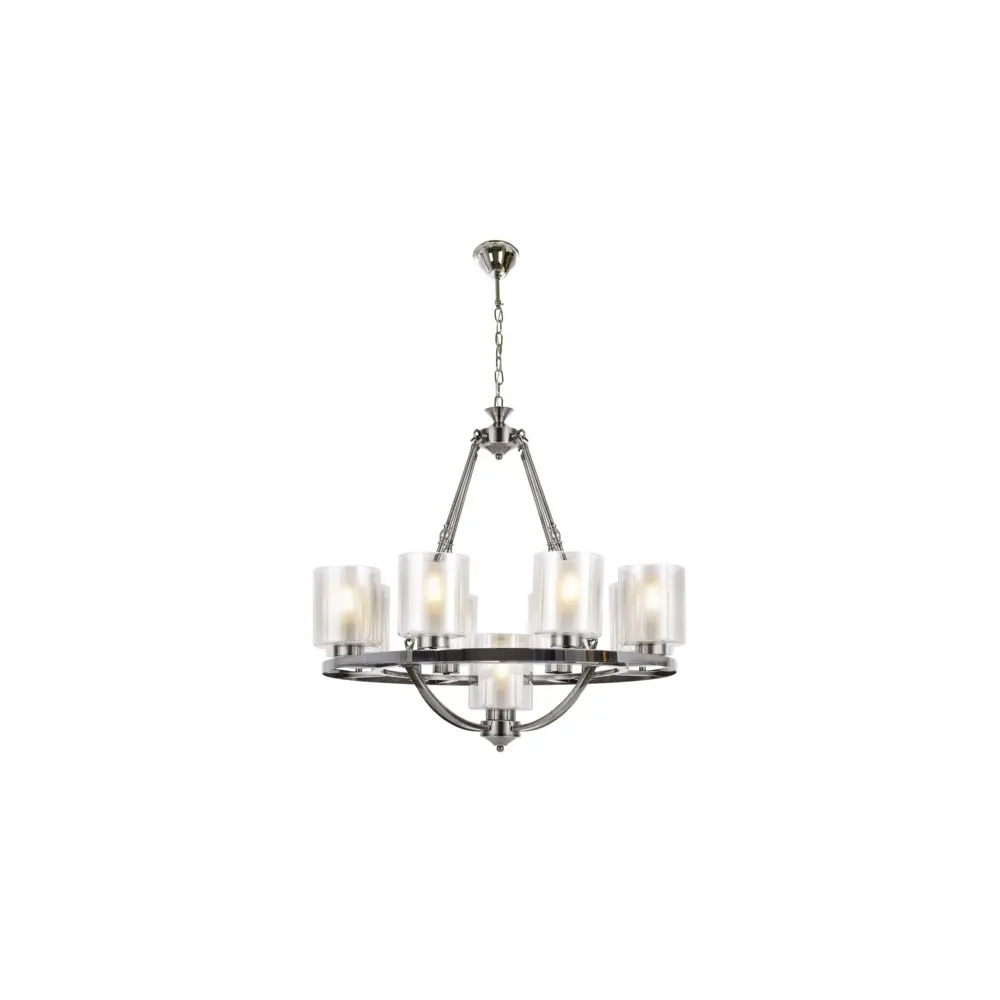 Фото 2 Люстра подвесная LUMINA DECO Santini LDP 1220-9 CHR+WT 9 ламп 27 м² цвет хром Фото 2 Люстра подвесная LUMINA DECO Santini LDP 1220-9 CHR+WT 9 ламп 27 м² цвет хром