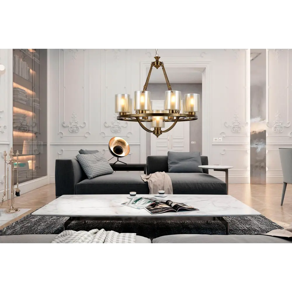 Фото 2 Люстра подвесная LUMINA DECO Santini LDP 1220-9 MD 9 ламп 27 м² цвет бронза Фото 2 Люстра подвесная LUMINA DECO Santini LDP 1220-9 MD 9 ламп 27 м² цвет бронза