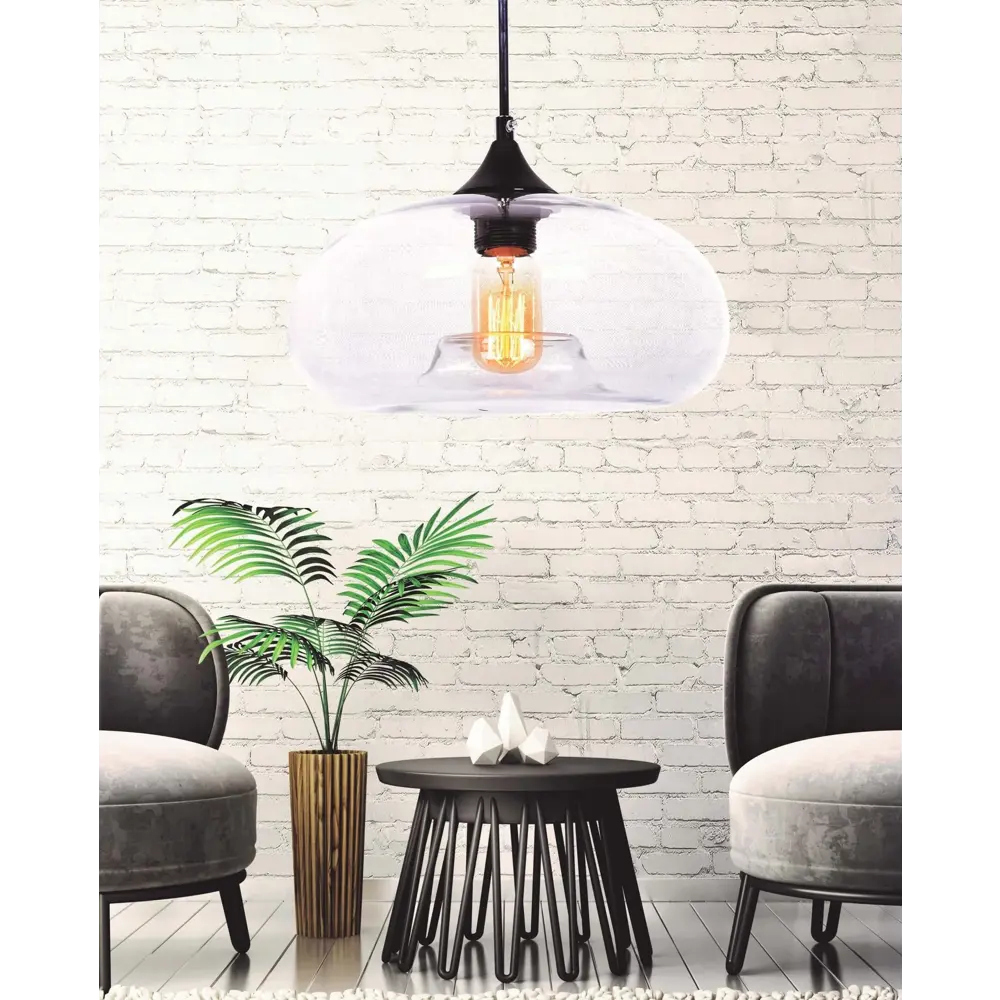Фото 4 Светильник подвесной LUMINA DECO Brosso LDP 6810 PR 1 лампа 3 м² цвет прозрачный Фото 4 Светильник подвесной LUMINA DECO Brosso LDP 6810 PR 1 лампа 3 м² цвет прозрачный