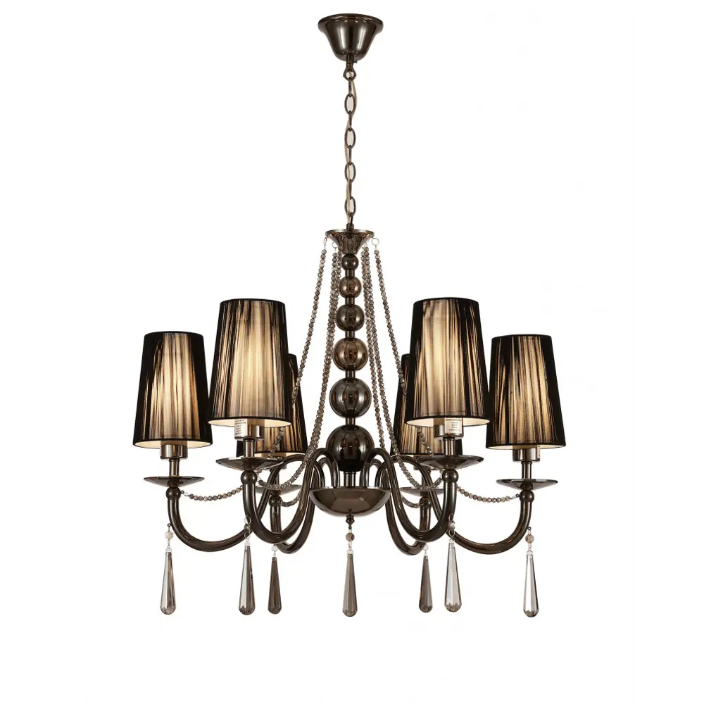 Фото Люстра подвесная хрустальная Lumina Deco Fabione LDP 1200-6 BK 6 ламп 18 м² цвет черный Фото Люстра подвесная хрустальная Lumina Deco Fabione LDP 1200-6 BK 6 ламп 18 м² цвет черный