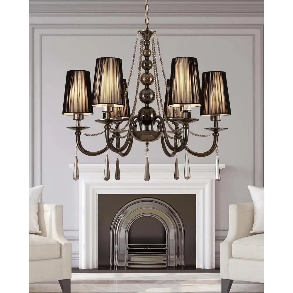 Фото 2 Люстра подвесная хрустальная Lumina Deco Fabione LDP 1200-6 BK 6 ламп 18 м² цвет черный Фото 2 Люстра подвесная хрустальная Lumina Deco Fabione LDP 1200-6 BK 6 ламп 18 м² цвет черный