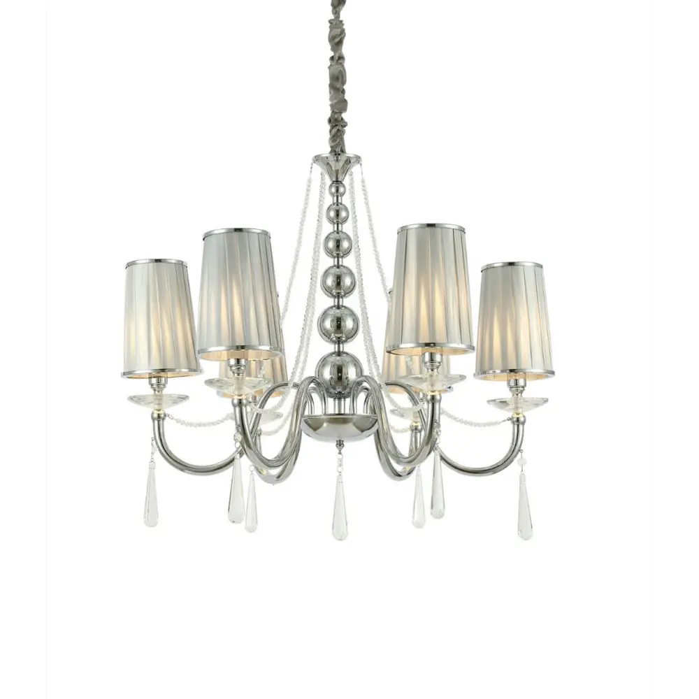 Фото Люстра подвесная хрустальная Lumina Deco Fabione LDP 1200-6 CHR 6 ламп 18 м² цвет хром Фото Люстра подвесная хрустальная Lumina Deco Fabione LDP 1200-6 CHR 6 ламп 18 м² цвет хром